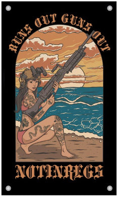 Not In Regs  Buns out Guns Out Flag